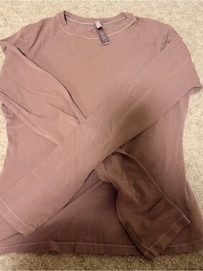 SKIMS Long Sleeve Short Sleeve Tee in Mauve Brown